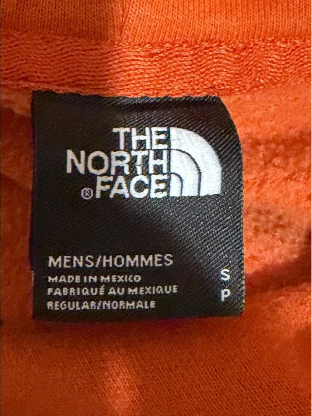 The North Face Mens Sweater Small Orange Hoodie Fleece Sweatshirt Center Logo